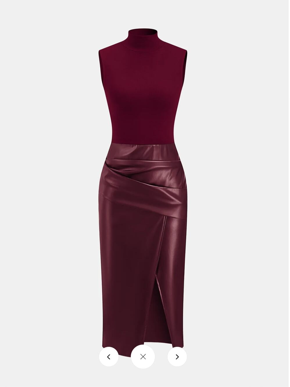 NWT Commense Faux Leather Panel Mock Neck Sleeveless Dress Sz M